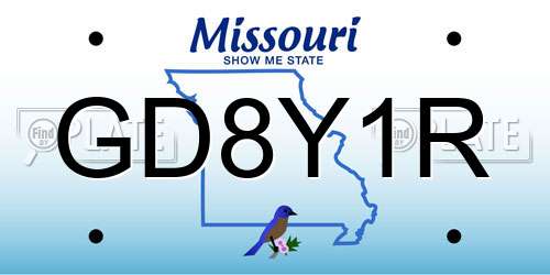 GD8Y1R Missouri License Plate