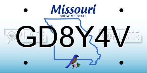 GD8Y4V Missouri License Plate