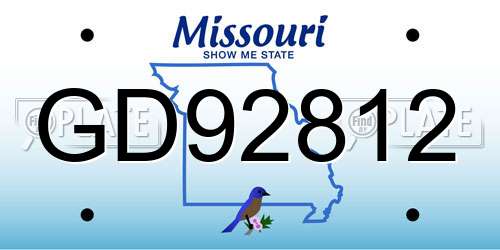 GD92812 Missouri License Plate