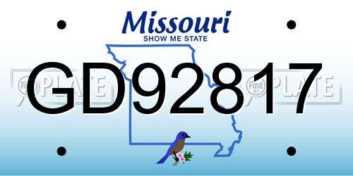 GD92817 Missouri License Plate