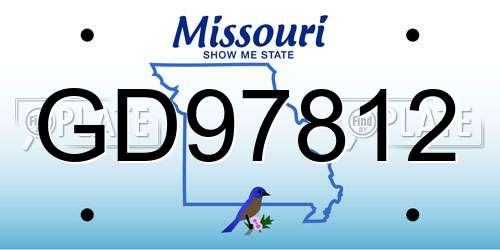 GD97812 Missouri License Plate