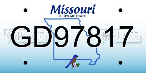 GD97817 Missouri License Plate
