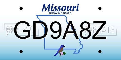 GD9A8Z Missouri License Plate