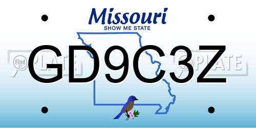 GD9C3Z Missouri License Plate