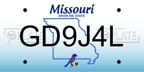 GD9J4L Missouri License Plate