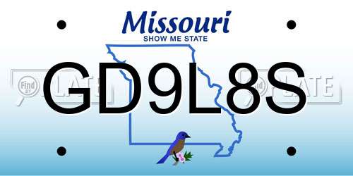 GD9L8S Missouri License Plate
