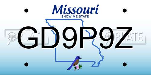 GD9P9Z Missouri License Plate