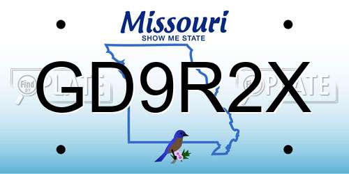 GD9R2X Missouri License Plate