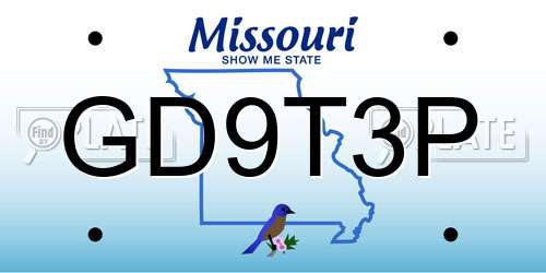GD9T3P Missouri License Plate