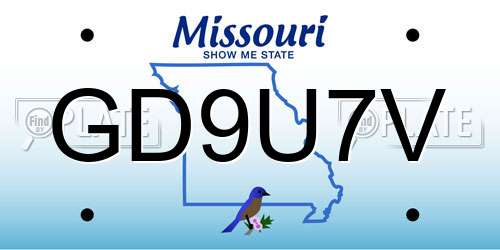 GD9U7V Missouri License Plate