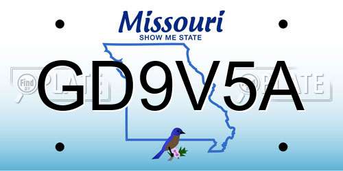 GD9V5A Missouri License Plate
