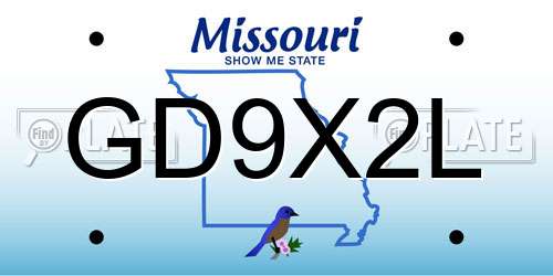 GD9X2L Missouri License Plate