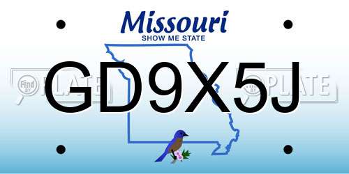 GD9X5J Missouri License Plate