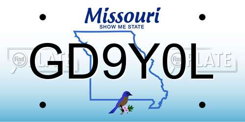 GD9Y0L Missouri License Plate