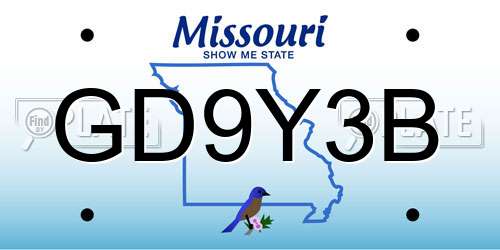 GD9Y3B Missouri License Plate