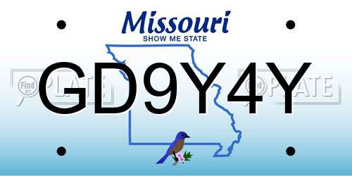GD9Y4Y Missouri License Plate