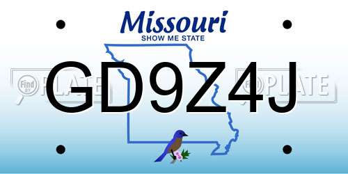 GD9Z4J Missouri License Plate