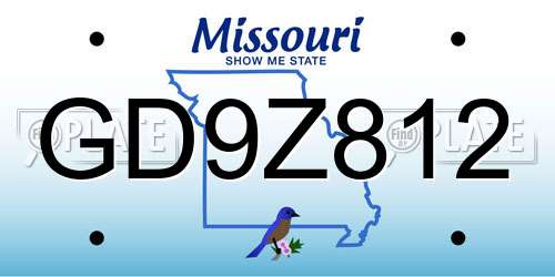 GD9Z812 Missouri License Plate