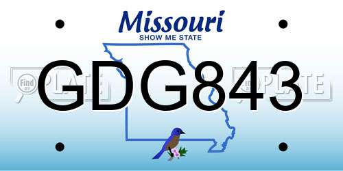 GDG843 Missouri License Plate