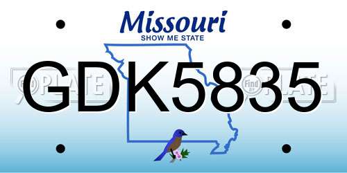 GDK5835 Missouri License Plate