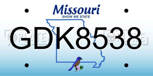 GDK8538 Missouri License Plate