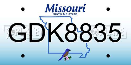 GDK8835 Missouri License Plate
