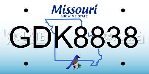 GDK8838 Missouri License Plate
