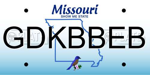 GDKBBEB Missouri License Plate