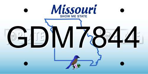 GDM7844 Missouri License Plate
