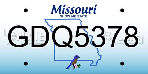GDQ5378 Missouri License Plate