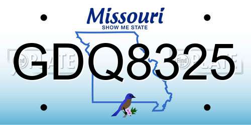 GDQ8325 Missouri License Plate