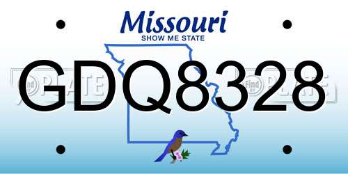 GDQ8328 Missouri License Plate