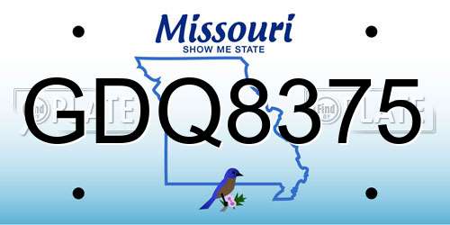 GDQ8375 Missouri License Plate