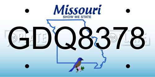 GDQ8378 Missouri License Plate