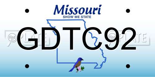 GDTC92 Missouri License Plate