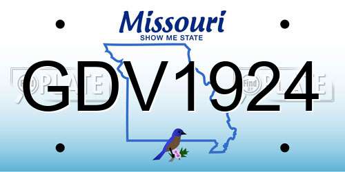 GDV1924 Missouri License Plate