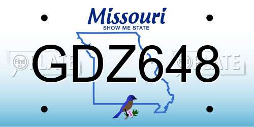 GDZ648 Missouri License Plate