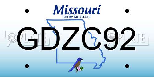 GDZC92 Missouri License Plate