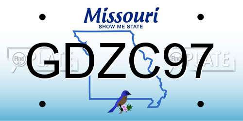 GDZC97 Missouri License Plate