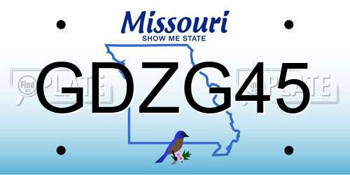 GDZG45 Missouri License Plate