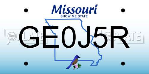 GE0J5R Missouri License Plate