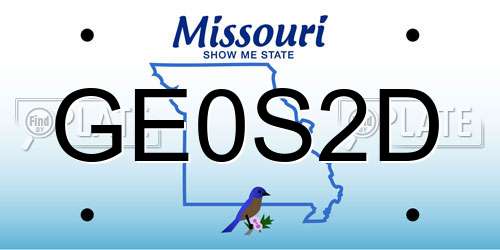 GE0S2D Missouri License Plate
