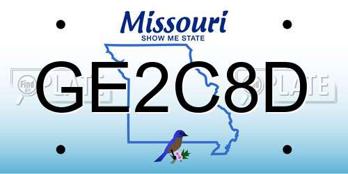 GE2C8D Missouri License Plate