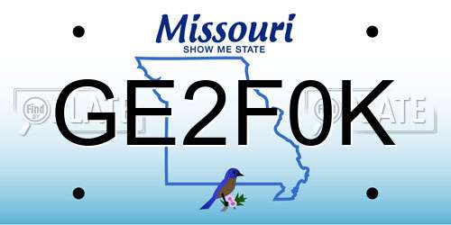 GE2F0K Missouri License Plate