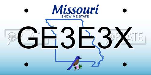 GE3E3X Missouri License Plate