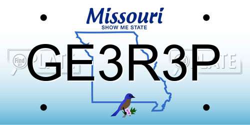 GE3R3P Missouri License Plate