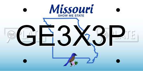 GE3X3P Missouri License Plate