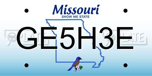 GE5H3E Missouri License Plate