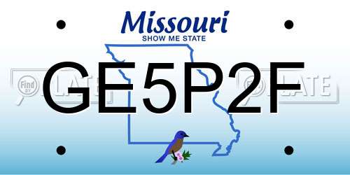 GE5P2F Missouri License Plate