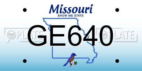 GE640 Missouri License Plate